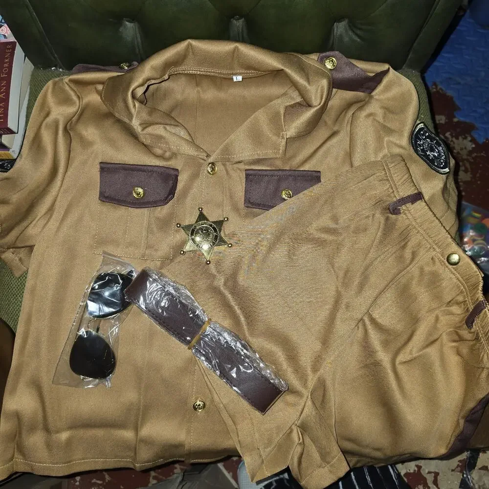 Sheriff Costume Boys Western Police Deputy Officer Outfit Belt Badge+ READ